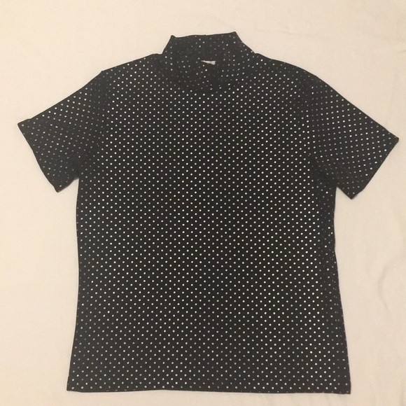 ✨4/$20✨ Vintage Metallic Polka Dot Turtleneck Shirt - Picture 1 of 4